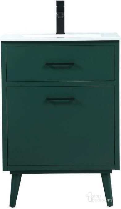 The appearance of Boise 24 Inch Bathroom Vanity In Green designed by Elegant Lighting in the transitional interior design. This green piece of furniture  was selected by 1StopBedrooms from Boise Collection to add a touch of cosiness and style into your home. Sku: VF41024MGN. Material: Wood. Product Type: Bathroom Vanity. Image1