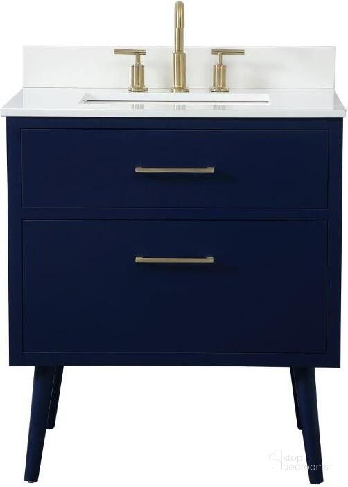 The appearance of Boise 30 Inch Bathroom Vanity In Blue With Backsplash designed by Elegant Lighting in the transitional interior design. This blue piece of furniture  was selected by 1StopBedrooms from Boise Collection to add a touch of cosiness and style into your home. Sku: VF41030MBL-BS. Material: Wood. Product Type: Bathroom Vanity. Image1