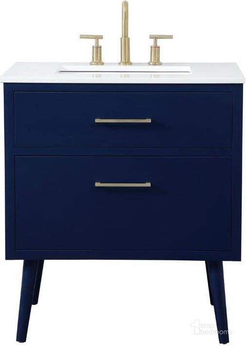 The appearance of Boise 30 Inch Bathroom Vanity In Blue designed by Elegant Lighting in the transitional interior design. This blue piece of furniture  was selected by 1StopBedrooms from Boise Collection to add a touch of cosiness and style into your home. Sku: VF41030MBL. Material: Wood. Product Type: Bathroom Vanity. Image1