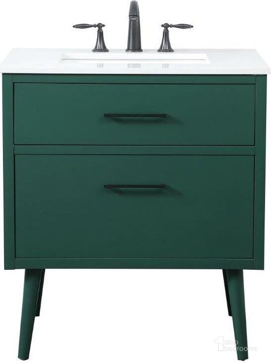 The appearance of Boise 30 Inch Bathroom Vanity In Green designed by Elegant Lighting in the transitional interior design. This green piece of furniture  was selected by 1StopBedrooms from Boise Collection to add a touch of cosiness and style into your home. Sku: VF41030MGN. Material: Wood. Product Type: Bathroom Vanity. Image1