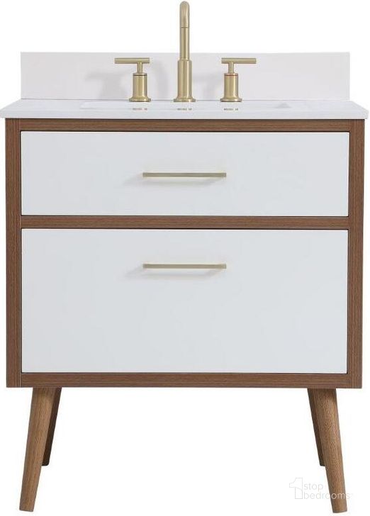 The appearance of Boise 30 Inch Bathroom Vanity In White With Backsplash designed by Elegant Lighting in the traditional interior design. This white piece of furniture  was selected by 1StopBedrooms from Boise Collection to add a touch of cosiness and style into your home. Sku: VF41030WH-BS. Material: MDF. Product Type: Bathroom Vanity. Image1