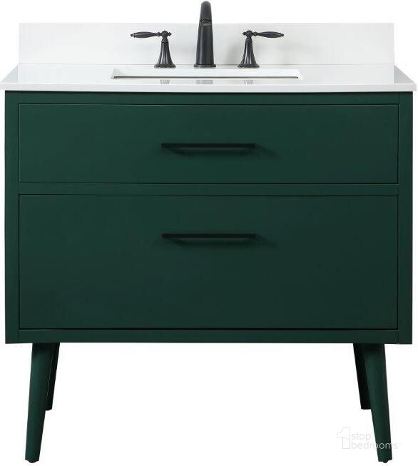 The appearance of Boise 36 Inch Bathroom Vanity In Green With Backsplash designed by Elegant Lighting in the transitional interior design. This green piece of furniture  was selected by 1StopBedrooms from Boise Collection to add a touch of cosiness and style into your home. Sku: VF41036MGN-BS. Material: Wood. Product Type: Bathroom Vanity. Image1