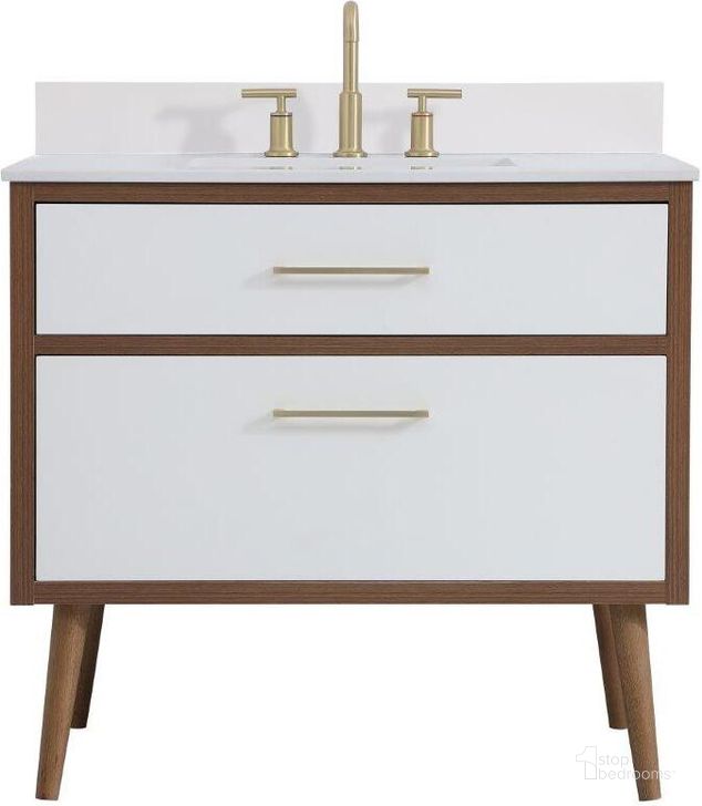 The appearance of Boise 36 Inch Bathroom Vanity In White With Backsplash designed by Elegant Lighting in the traditional interior design. This white piece of furniture  was selected by 1StopBedrooms from Boise Collection to add a touch of cosiness and style into your home. Sku: VF41036WH-BS. Material: MDF. Product Type: Bathroom Vanity. Image1