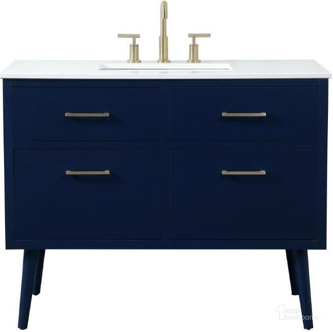 The appearance of Boise 42 Inch Bathroom Vanity In Blue designed by Elegant Lighting in the transitional interior design. This blue piece of furniture  was selected by 1StopBedrooms from Boise Collection to add a touch of cosiness and style into your home. Sku: VF41042MBL. Material: Wood. Product Type: Bathroom Vanity. Image1