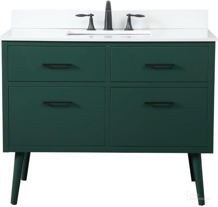 The appearance of Boise 42 Inch Bathroom Vanity In Green With Backsplash designed by Elegant Lighting in the transitional interior design. This green piece of furniture  was selected by 1StopBedrooms from Boise Collection to add a touch of cosiness and style into your home. Sku: VF41042MGN-BS. Material: Wood. Product Type: Bathroom Vanity. Image1