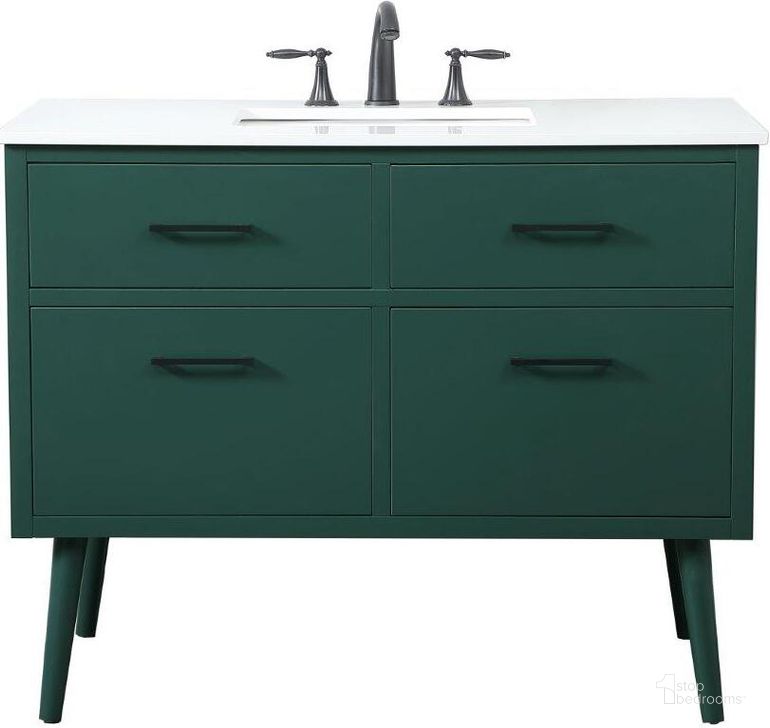 The appearance of Boise 42 Inch Bathroom Vanity In Green designed by Elegant Lighting in the transitional interior design. This green piece of furniture  was selected by 1StopBedrooms from Boise Collection to add a touch of cosiness and style into your home. Sku: VF41042MGN. Material: Wood. Product Type: Bathroom Vanity. Image1