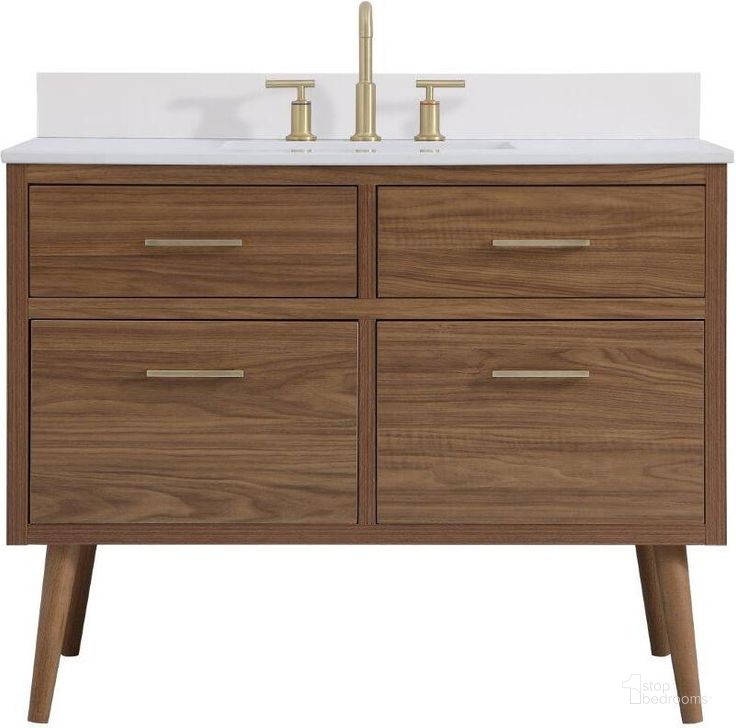 The appearance of Boise 42 Inch Bathroom Vanity In Walnut Brown With Backsplash designed by Elegant Lighting in the traditional interior design. This walnut brown piece of furniture  was selected by 1StopBedrooms from Boise Collection to add a touch of cosiness and style into your home. Sku: VF41042WB-BS. Material: MDF. Product Type: Bathroom Vanity. Image1