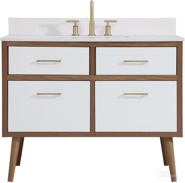 The appearance of Boise 42 Inch Bathroom Vanity In White With Backsplash designed by Elegant Lighting in the traditional interior design. This white piece of furniture  was selected by 1StopBedrooms from Boise Collection to add a touch of cosiness and style into your home. Sku: VF41042WH-BS. Material: MDF. Product Type: Bathroom Vanity. Image1