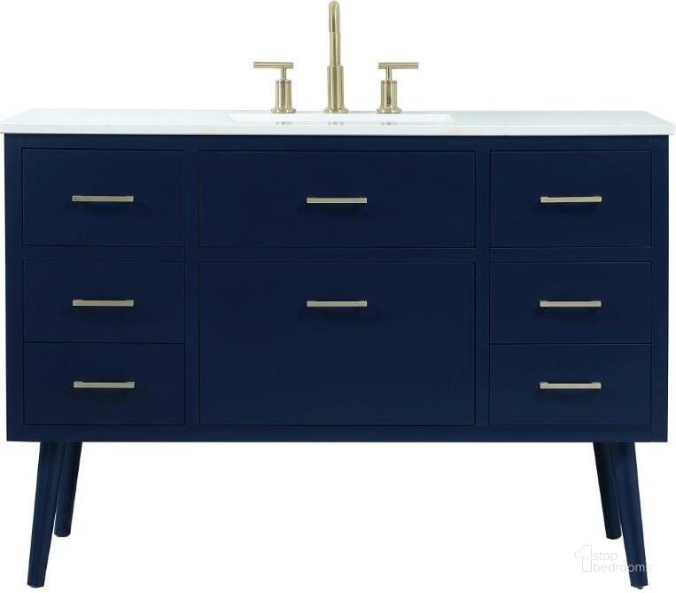 The appearance of Boise 48 Inch Bathroom Vanity In Blue designed by Elegant Lighting in the transitional interior design. This blue piece of furniture  was selected by 1StopBedrooms from Boise Collection to add a touch of cosiness and style into your home. Sku: VF41048MBL. Material: Wood. Product Type: Bathroom Vanity. Image1