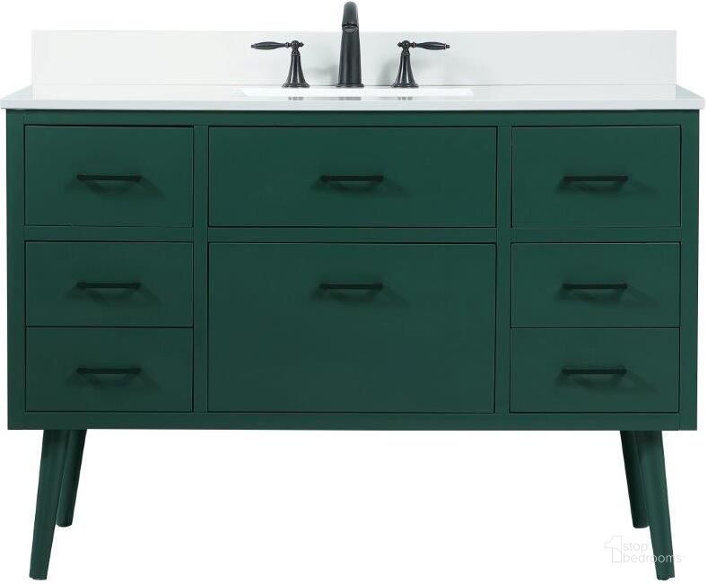 The appearance of Boise 48 Inch Bathroom Vanity In Green With Backsplash designed by Elegant Lighting in the transitional interior design. This green piece of furniture  was selected by 1StopBedrooms from Boise Collection to add a touch of cosiness and style into your home. Sku: VF41048MGN-BS. Material: Wood. Product Type: Bathroom Vanity. Image1