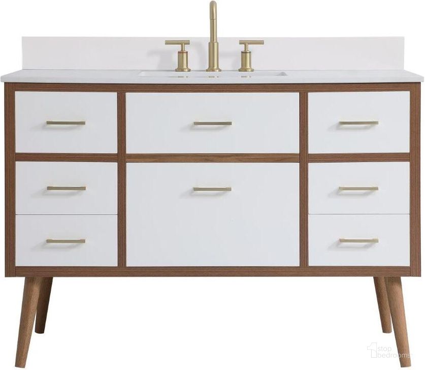 The appearance of Boise 48 Inch Bathroom Vanity In White With Backsplash designed by Elegant Lighting in the traditional interior design. This white piece of furniture  was selected by 1StopBedrooms from Boise Collection to add a touch of cosiness and style into your home. Sku: VF41048WH-BS. Material: MDF. Product Type: Bathroom Vanity. Image1