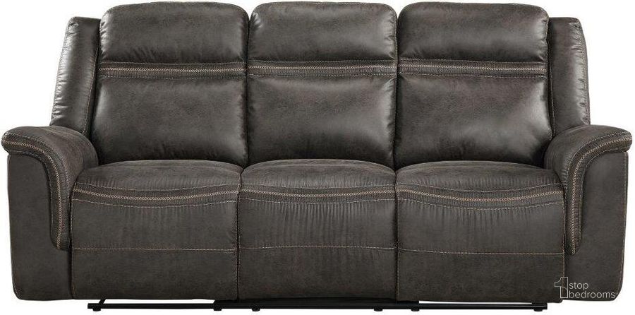 The appearance of Boise Brown Double Reclining Sofa With Drop Down Cup Holders designed by Homelegance in the modern / contemporary interior design. This brown piece of furniture  was selected by 1StopBedrooms from Boise Collection to add a touch of cosiness and style into your home. Sku: 9426-3. Material: Microfiber. Product Type: Reclining Sofa. Image1