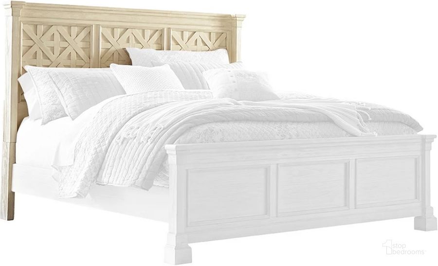 The appearance of Bolanburg Antique White King/California King Louvered Headboard Only designed by Signature Design by Ashley in the transitional interior design. This antique white piece of furniture  was selected by 1StopBedrooms from Bolanburg Collection to add a touch of cosiness and style into your home. Sku: B647-78. Material: Wood. Product Type: Headboard. Bed Size: California King. Image1