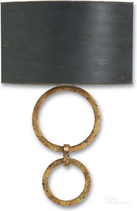 The appearance of Bolebrook Black Wall Sconce With Black Shade In Gold designed by Currey & Company in the modern / contemporary interior design. This gold piece of furniture  was selected by 1StopBedrooms from Bolebrook Collection to add a touch of cosiness and style into your home. Sku: 5910. Product Type: Wall Sconce. Material: Iron. Image1