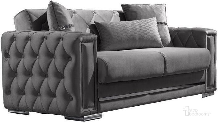 The appearance of Bolivya Convertible Sleeper Loveseat In Grey designed by Furnia in the  interior design. This grey piece of furniture  was selected by 1StopBedrooms from Bolivya Collection to add a touch of cosiness and style into your home. Sku: 101-BOL-BBF27-2. Material: Wood. Product Type: Loveseat. Image1