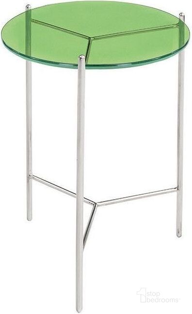 The appearance of Bolt Polished Stainless Steel And Green Top 21 Inch End Table designed by Bellini Modern Living in the transitional interior design. This green piece of furniture  was selected by 1StopBedrooms from Bolt Collection to add a touch of cosiness and style into your home. Sku: BOLT-21 G ET GRN. Product Type: End Table.