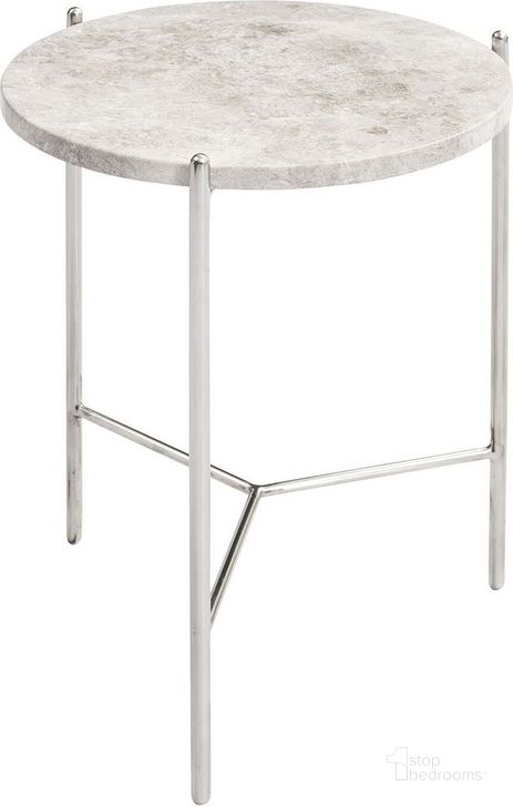 The appearance of Bolt Polished Stainless Steel And Grey Marble Top 21 Inch End Table designed by Bellini Modern Living in the transitional interior design. This gray piece of furniture  was selected by 1StopBedrooms from Bolt Collection to add a touch of cosiness and style into your home. Sku: BOLT-21 M ET GRY. Product Type: End Table. Image1