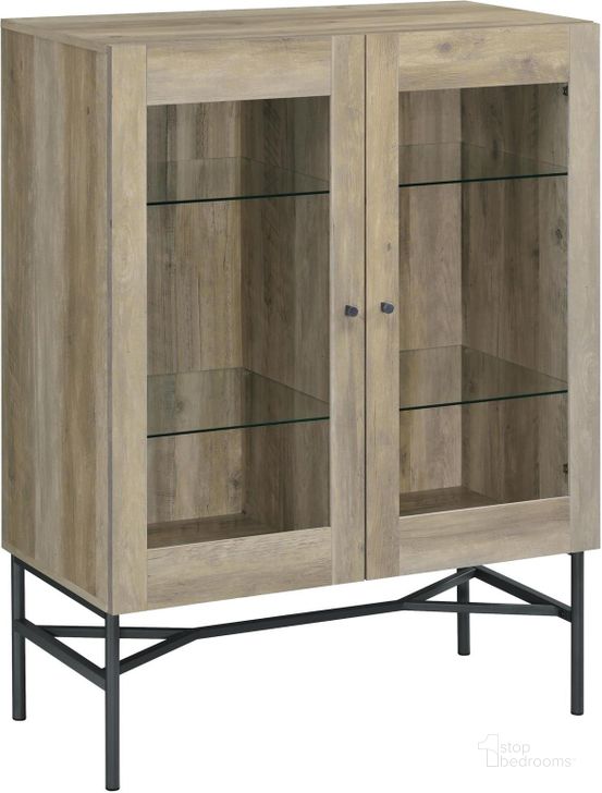 The appearance of Bonilla 2-Door Accent Cabinet with Glass Shelves In Antique Pine designed by Coaster in the rustic / southwestern interior design. This antique pine piece of furniture  was selected by 1StopBedrooms from Bonilla Collection to add a touch of cosiness and style into your home. Sku: 959624. Material: Wood. Product Type: Accent Cabinet. Image1