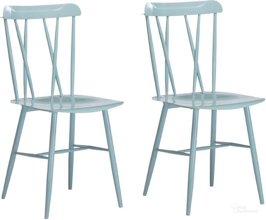 The appearance of Boraam Savannah Dining Chair Set of 2 In Light Blue designed by Boraam Industries in the modern / contemporary interior design. This light blue piece of furniture  was selected by 1StopBedrooms from Savannah Collection to add a touch of cosiness and style into your home. Sku: 76163. Material: Metal. Product Type: Dining Chair. Image1