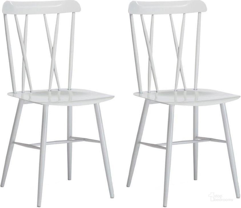 The appearance of Boraam Savannah Dining Chair Set of 2 In White designed by Boraam Industries in the modern / contemporary interior design. This white piece of furniture  was selected by 1StopBedrooms from Savannah Collection to add a touch of cosiness and style into your home. Sku: 76159. Material: Metal. Product Type: Dining Chair. Image1