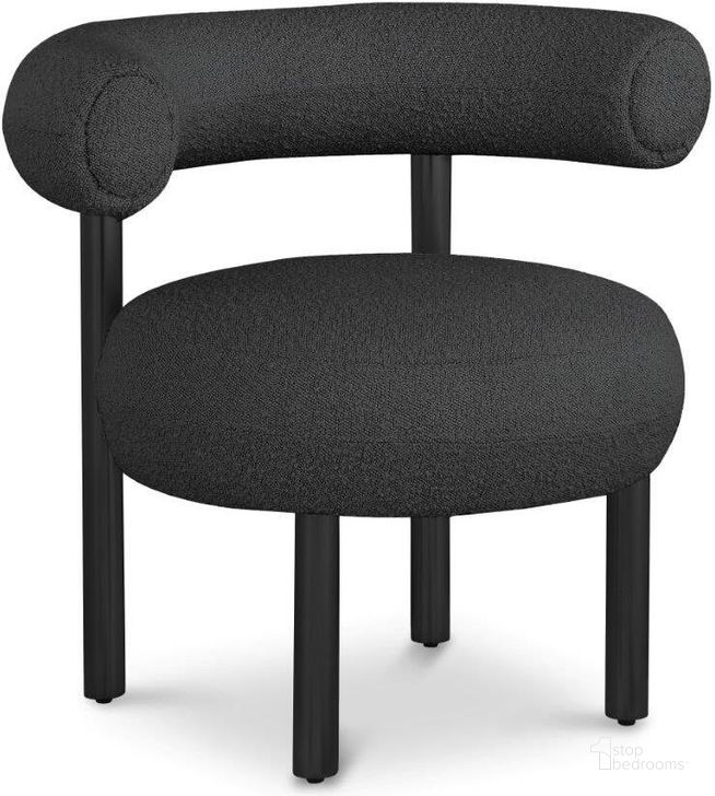 The appearance of Bordeaux Black Boucle Fabric Accent Chair 495Black designed by Meridian in the modern / contemporary interior design. This black piece of furniture  was selected by 1StopBedrooms from Bordeaux Collection to add a touch of cosiness and style into your home. Sku: 495Black. Product Type: Accent Chair. Material: Iron. Image1