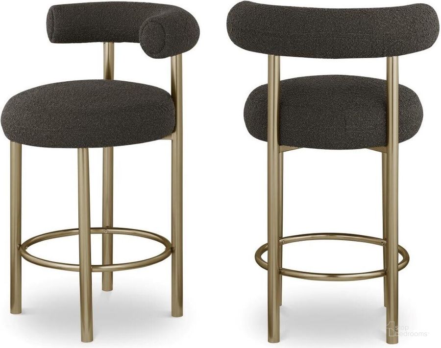 The appearance of Bordeaux Brown Boucle Fabric Stool Set of 2 designed by Meridian in the modern / contemporary interior design. This brown piece of furniture  was selected by 1StopBedrooms from Bordeaux Collection to add a touch of cosiness and style into your home. Sku: 547Brown-C. Product Type: Stool. Material: Iron. Image1