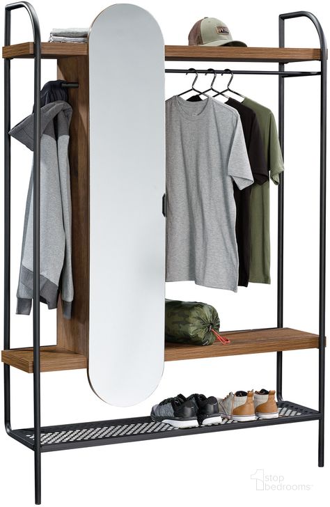 The appearance of Boulevard Cafe Hanging Wardrobe In Black designed by Sauder in the modern / contemporary interior design. This black piece of furniture  was selected by 1StopBedrooms from Boulevard Cafe Collection to add a touch of cosiness and style into your home. Sku: 423280. Material: Metal. Product Type: Wardrobe. Image1