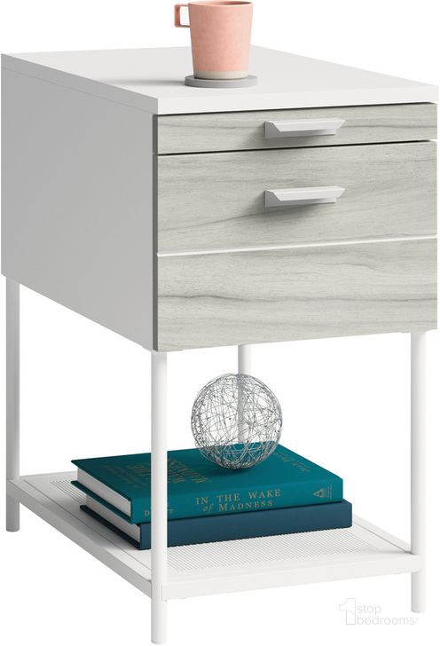 The appearance of Boulevard Cafe Side Table In White designed by Sauder in the modern / contemporary interior design. This white piece of furniture  was selected by 1StopBedrooms from Boulevard Cafe Collection to add a touch of cosiness and style into your home. Sku: 429411. Product Type: Side Table. Material: Engineered Wood. Image1