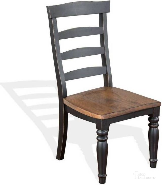 The appearance of Bourbon County Ladderback Chair With Wood Seat Set of 2 In Black and Brown designed by Sunny Design in the country / farmhouse interior design. This black and brown piece of furniture  was selected by 1StopBedrooms from Bourbon County Collection to add a touch of cosiness and style into your home. Sku: 1432PJ1-W. Material: Wood. Product Type: Dining Chair. Image1