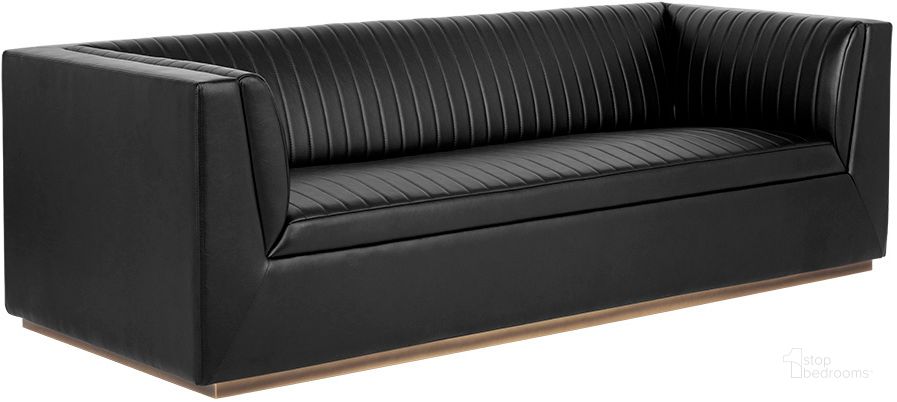 The appearance of Bradley Sofa - Vintage Black designed by Sunpan in the modern / contemporary interior design. This black piece of furniture  was selected by 1StopBedrooms from Bradley Collection to add a touch of cosiness and style into your home. Sku: 106592. Material: Faux Leather. Product Type: Sofa. Image1