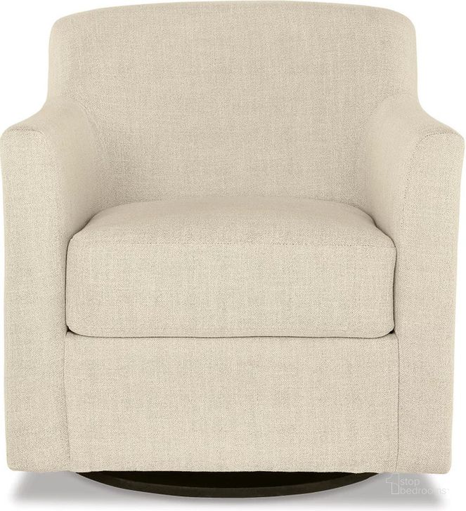 The appearance of Bradney Linen Swivel Accent Chair designed by Signature Design by Ashley in the transitional interior design. This linen piece of furniture  was selected by 1StopBedrooms from Bradney Collection to add a touch of cosiness and style into your home. Sku: A3000325. Material: Fabric. Product Type: Accent Chair. Image1