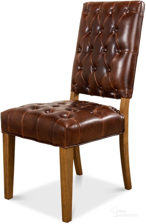 The appearance of Brady Brown Leather Side Chair Set Of 2 designed by Sarreid in the traditional interior design. This brown piece of furniture  was selected by 1StopBedrooms from Brady Collection to add a touch of cosiness and style into your home. Sku: 52775. Product Type: Dining Chair. Image1