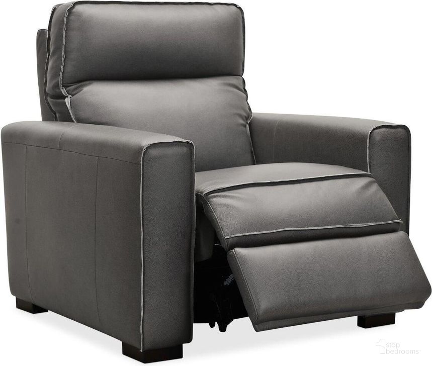 The appearance of Braeburn Gray Leather Power Recliner designed by Hooker in the transitional interior design. This gray piece of furniture  was selected by 1StopBedrooms from Braeburn Collection to add a touch of cosiness and style into your home. Sku: SS552-PH1-097. Material: Leather. Product Type: Recliner. Image1