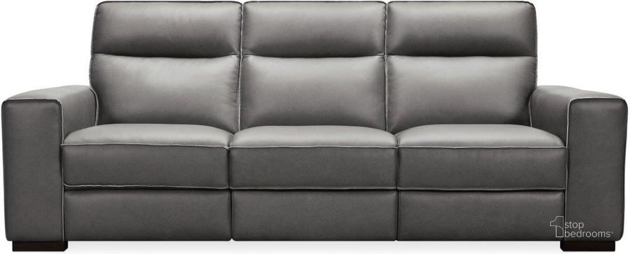 The appearance of Braeburn Gray Leather Power Reclining Sofa designed by Hooker in the transitional interior design. This gray piece of furniture  was selected by 1StopBedrooms from Braeburn Collection to add a touch of cosiness and style into your home. Sku: SS552-PH3-097. Material: Leather. Product Type: Reclining Sofa. Image1