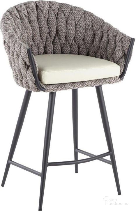 The appearance of Braided Matisse Contemporary Counter Stool In Black Metal With Cream Faux Leather And Grey Fabric designed by Lumisource in the modern / contemporary interior design. This cream piece of furniture  was selected by 1StopBedrooms from Matisse Collection to add a touch of cosiness and style into your home. Sku: B26-BRAIDMAT BKGYCR. Material: Fabric. Product Type: Barstool. Image1