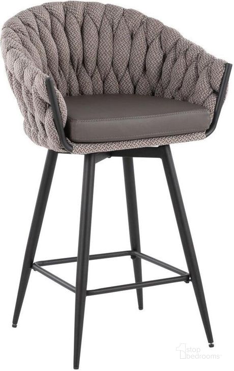 The appearance of Braided Matisse Contemporary Counter Stool In Black Metal With Grey Faux Leather And Grey Fabric designed by Lumisource in the modern / contemporary interior design. This grey piece of furniture  was selected by 1StopBedrooms from Matisse Collection to add a touch of cosiness and style into your home. Sku: B26-BRAIDMAT BKGY. Material: Fabric. Product Type: Barstool. Image1
