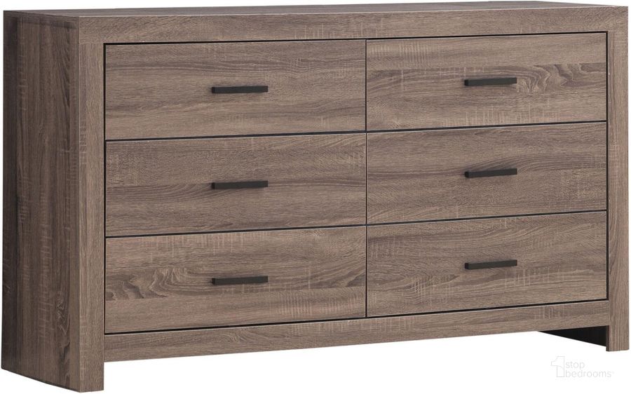 The appearance of Brantford Barrel Oak Dresser designed by Coaster in the transitional interior design. This brown piece of furniture  was selected by 1StopBedrooms from Brantford Collection to add a touch of cosiness and style into your home. Sku: 207043. Material: Wood. Product Type: Dresser. Image1