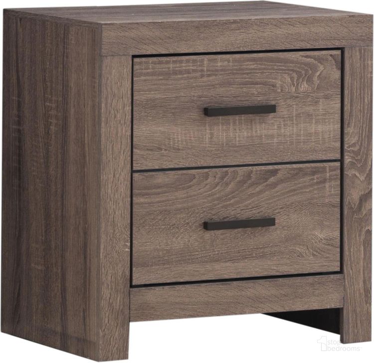 The appearance of Brantford Barrel Oak Nightstand designed by Coaster in the transitional interior design. This brown piece of furniture  was selected by 1StopBedrooms from Brantford Collection to add a touch of cosiness and style into your home. Sku: 207042. Material: Wood. Product Type: Nightstand. Image1