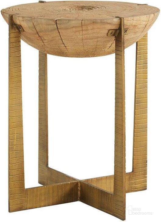 The appearance of Brass Base Grain End Table designed by Furniture Classics in the transitional interior design. This brass piece of furniture  was selected by 1StopBedrooms from  to add a touch of cosiness and style into your home. Sku: 40-200. Material: Wood. Product Type: End Table. Image1