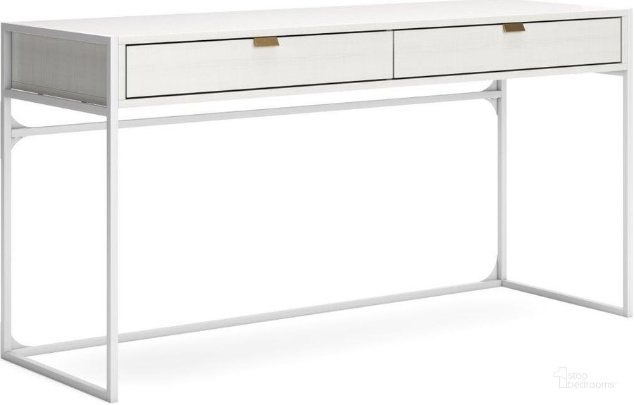 The appearance of Braston White Home Office Desk & Hutch 0qd24494874 designed by Atelier Home in the modern / contemporary interior design. This white piece of furniture  was selected by 1StopBedrooms from Braston Collection to add a touch of cosiness and style into your home. Sku: H162-44. Material: Metal. Product Type: Home Office Desk. Image1