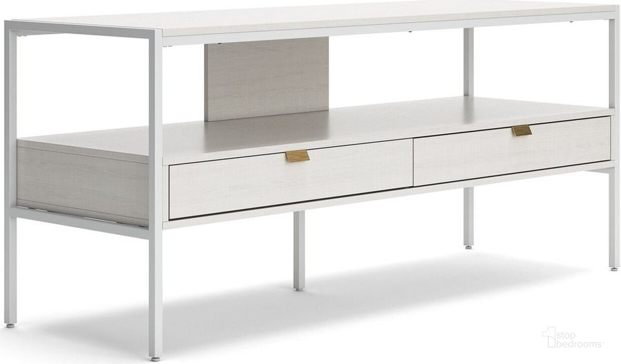 The appearance of Braston White TV Stand and TV Console designed by Atelier Home in the modern / contemporary interior design. This white piece of furniture  was selected by 1StopBedrooms from Braston Collection to add a touch of cosiness and style into your home. Sku: W162-68. Material: Wood. Product Type: TV Stand. Image1