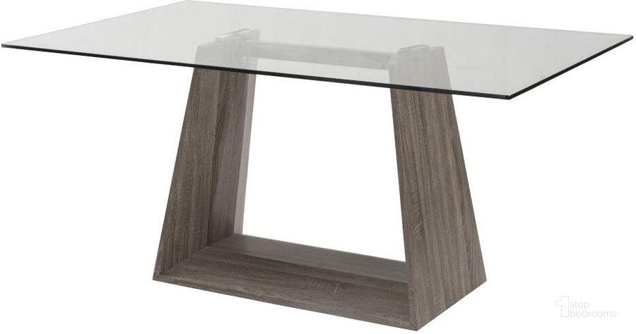 The appearance of Bravo Clear Glass Dining Table designed by Armen Living in the modern / contemporary interior design. This  piece of furniture  was selected by 1StopBedrooms from Bravo Collection to add a touch of cosiness and style into your home. Sku: LCBRDIGLTO;LCBRDIGLBA. Table Base Style: Pedestal. Material: Wood. Product Type: Dining Table. Size: 63". Image1