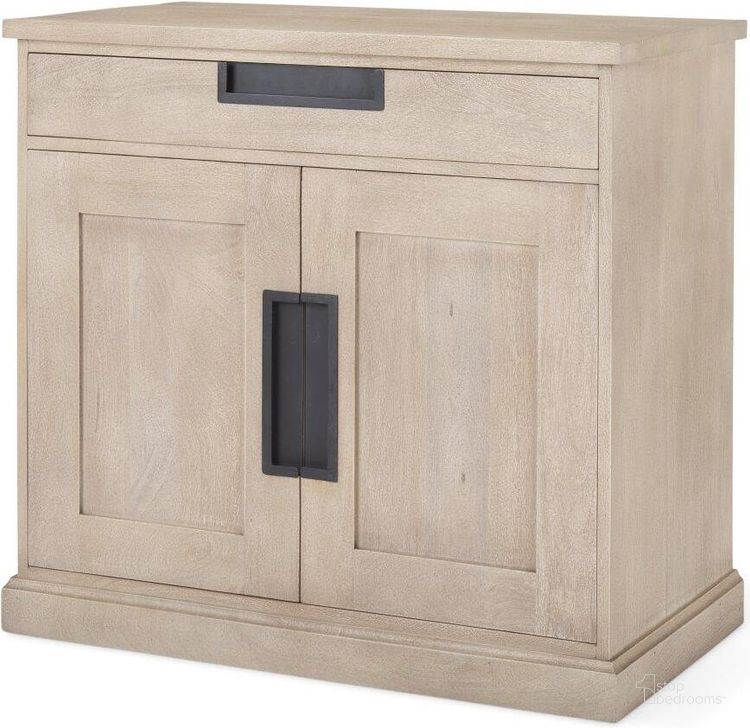 The appearance of Braxton Beige Wood With Black Accents 2 Door Accent Cabinet designed by Mercana in the country / farmhouse interior design. This black and brown piece of furniture  was selected by 1StopBedrooms from Braxton Collection to add a touch of cosiness and style into your home. Sku: 69931. Material: Wood. Product Type: Accent Cabinet. Image1