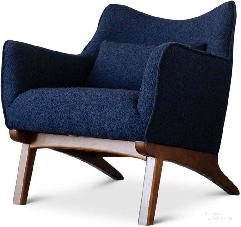 The appearance of Brayden Blue Boucle Lounge Chair designed by Ashcroft Furniture in the transitional interior design. This dark blue piece of furniture  was selected by 1StopBedrooms from Brayden Collection to add a touch of cosiness and style into your home. Sku: AFC00284. Material: Wood. Product Type: Lounge Chair. Image1