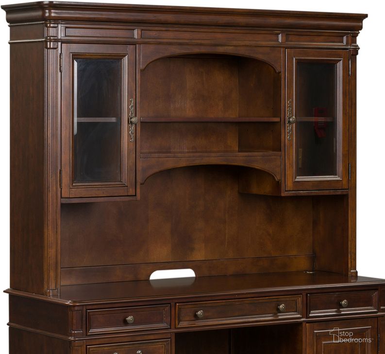 The appearance of Brayton Manor Cognac Jr Executive Credenza Hutch designed by Liberty in the traditional interior design. This cognac piece of furniture  was selected by 1StopBedrooms from Brayton Manor Collection to add a touch of cosiness and style into your home. Sku: 273-HO131. Material: Wood. Product Type: Hutch. Image1