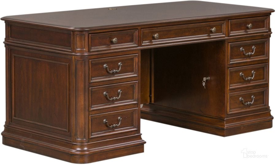 The appearance of Brayton Manor Jr Executive Desk designed by Liberty in the transitional interior design. This brown piece of furniture  was selected by 1StopBedrooms from Brayton Manor Collection to add a touch of cosiness and style into your home. Sku: 273-HO105B;273-HO105T. Material: Wood. Product Type: Executive Desk. Image1