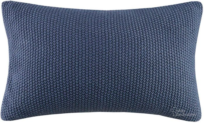 The appearance of Bree Acrylic Knitted Oblong Pillow Cover In Indigo designed by Olliix in the transitional interior design. This indigo piece of furniture  was selected by 1StopBedrooms from Bree Knit Collection to add a touch of cosiness and style into your home. Sku: II30-1148. Material: Cotton. Product Type: Pillow Cover. Image1