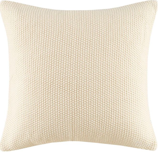 The appearance of Bree Acrylic Knitted Pillow Cover In Ivory II30-737 designed by Olliix in the transitional interior design. This ivory piece of furniture  was selected by 1StopBedrooms from Bree Knit Collection to add a touch of cosiness and style into your home. Sku: II30-737. Material: Cotton. Product Type: Pillow Cover. Image1