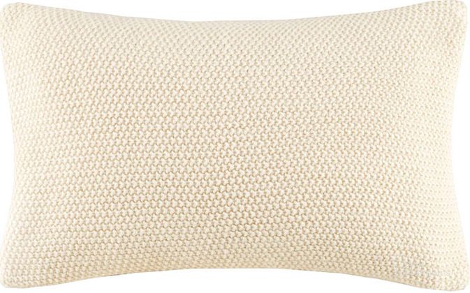 The appearance of Bree Acrylic Knitted Pillow Cover In Ivory II30-740 designed by Olliix in the transitional interior design. This ivory piece of furniture  was selected by 1StopBedrooms from Bree Knit Collection to add a touch of cosiness and style into your home. Sku: II30-740. Material: Cotton. Product Type: Pillow Cover. Image1