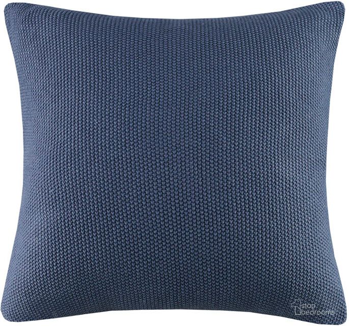The appearance of Bree Acrylic Knitted Square Pillow Cover In Indigo designed by Olliix in the transitional interior design. This indigo piece of furniture  was selected by 1StopBedrooms from Bree Knit Collection to add a touch of cosiness and style into your home. Sku: II30-1146. Material: Cotton. Product Type: Pillow Cover. Image1